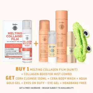 BUY Melting Collagen Film (4unit)  Collagen Booster Mist Combo : GET Cera Cleanse 150ml   Cera Body Wash   Aqua Gold Gel   Eye Gel   Headband