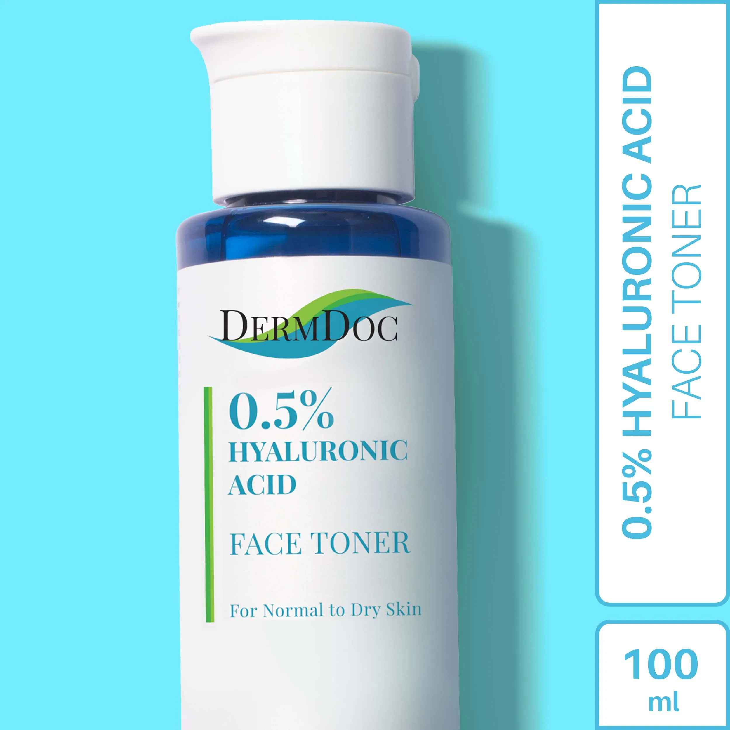 DermDoc 0.5% Pure Hyaluronic Acid Face Toner (100 ml) | Hydrating Toner for Normal to Dry Skin | Paraben Free , Sulphate Free , Alcohol Free Toner , Sulfate Free Toner