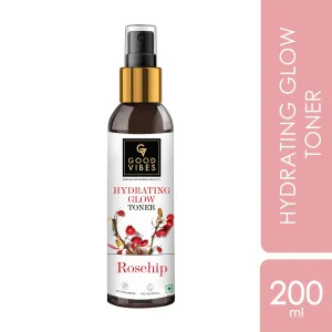 Good Vibes Hydrating Glow Toner Rosehip with Power of Serum | No Parabens, No Animal Testing, Vegan, No Mineral Oil, No Sulphates (200 ml)