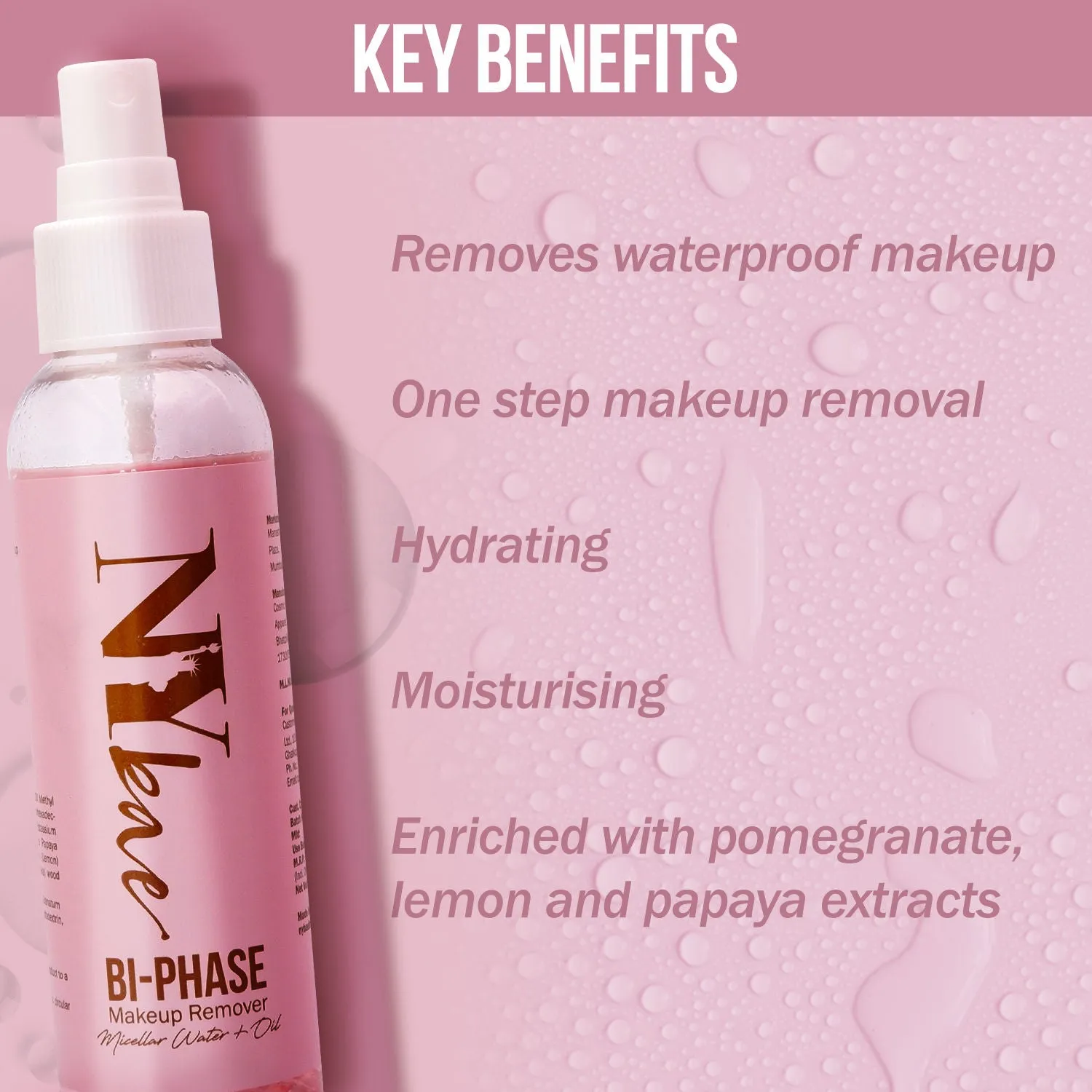 NY Bae Bi-Phase Makeup Remover- Micellar Water   Oil | Removes Waterproof Makeup | Hydrating | Moisturising (110 ml)