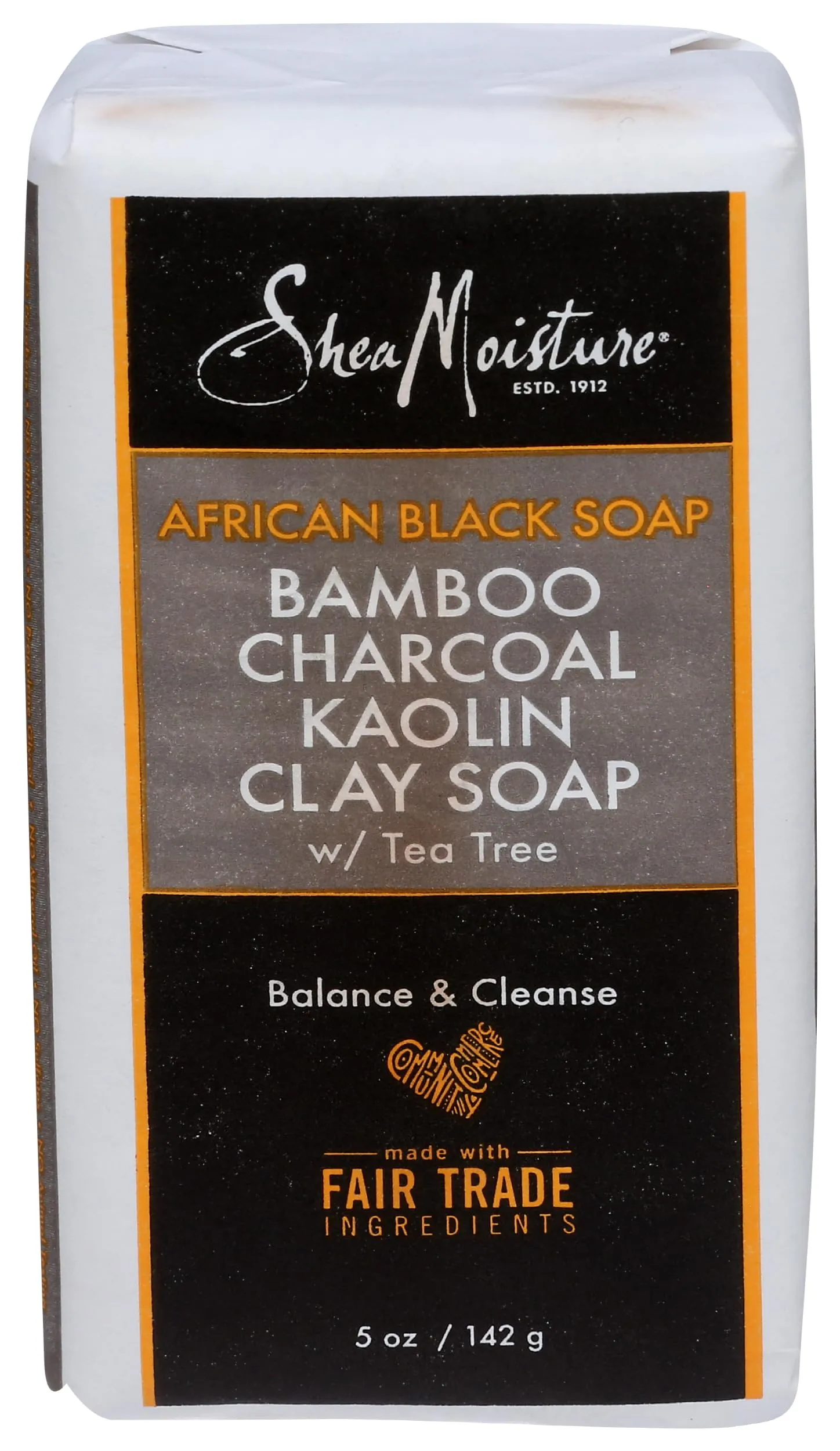 Shea Moisture African Black Soap Bamboo Charcoal Kaolin Clay Soap 142g